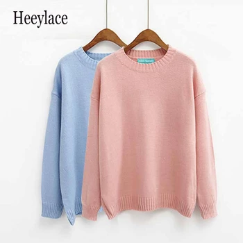 

Autumn Winter Women Sweater Casual O-Neck Acrylic Sweater Solid Casual 14 Colors Pullovers Computer Knitwear Thin Tops
