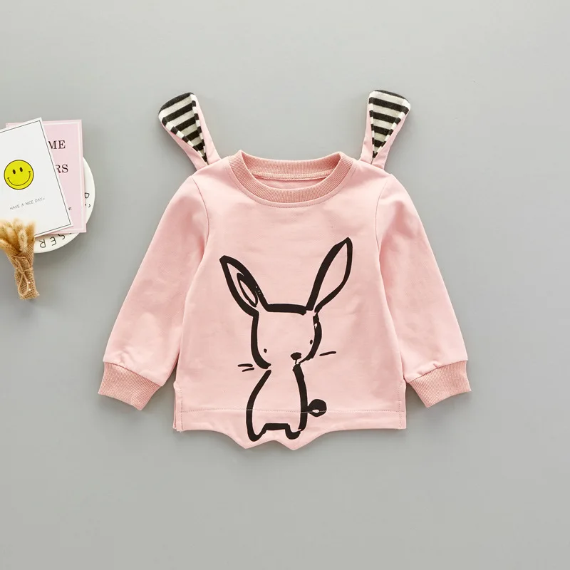 VIMIKID/комплекты одежды для малышей коллекция года, Осенний хлопковый топ с длинными рукавами и рисунком кролика+ полосатые штаны с фальш-вставкой комплекты детской одежды