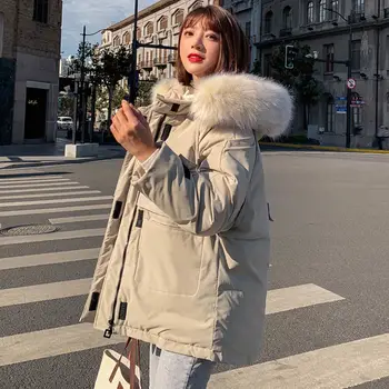 

Fur Hooded Cotton Padded Parkas Winter Jacket Women Coat Black 2019 Jacket Women Winter Fashion Warm Thick Short Style