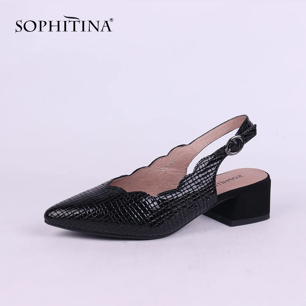 SOPHITINA/удобные босоножки на квадратном каблуке; Высококачественная пикантная обувь ручной работы из натуральной кожи с острым носком; новые женские босоножки; X10
