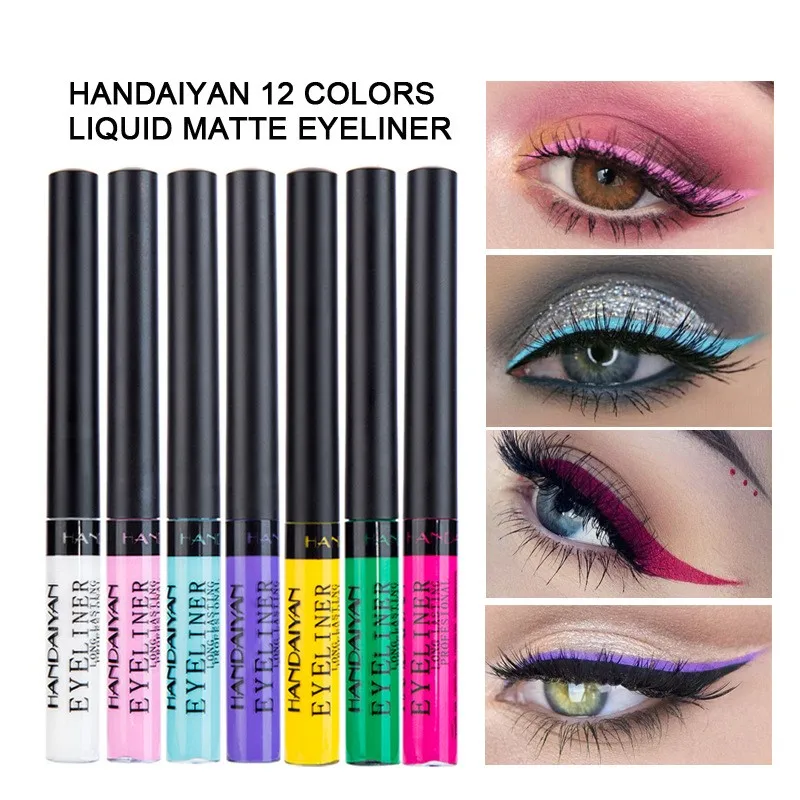 

12 Color Eyeliner Liquid Waterproof Easy To Wear Make Up Matte Eye Liner Eyeliner Maquiagem Profissional Completa Eyeliner Stamp