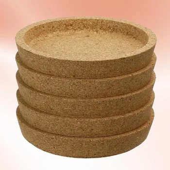 

5pcs Round Cork Coasters Heat Insulation Table Pads Simple Placemat Decorative Cup Cushion for Home Cafe Office (Khaki)