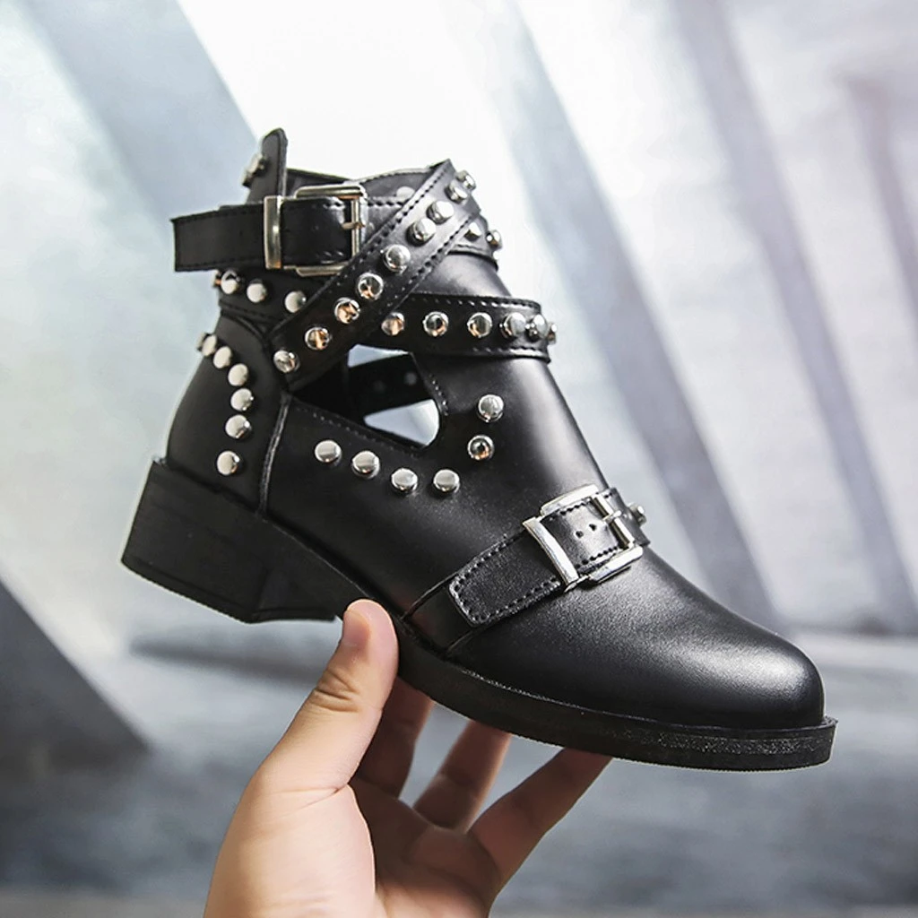 ladies studded ankle boots