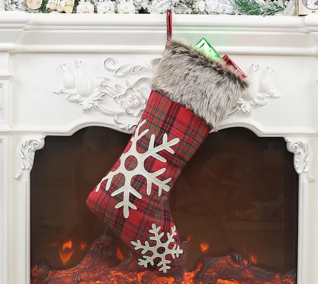 Горячие Новогодние рождественские декоративные чулки Санта Клаус носки подарок Дети конфеты мешок Рождественская игрушка орнамент