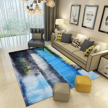 

New Style Concise Art Abstract Ink Living Room Carpet Modern Tea Table Bedroom Full Carpet Nordic Rectangular Customization