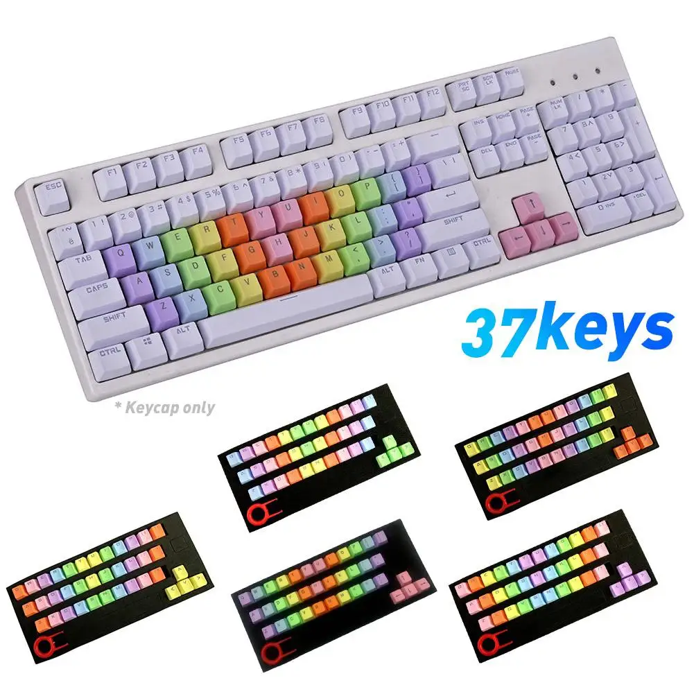 37 Keys/set Mechanical Keyboard keycaps Colorful OEM Height PBT Light Color Gradual Change Double color dip-dye key Caps | Компьютеры и