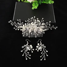 BUFEI HP176 winsome женская свадебная повязка на голову с кристаллами головной убор Набор для волос cristal заколки для волос белые бусины свадебные заколки для волос