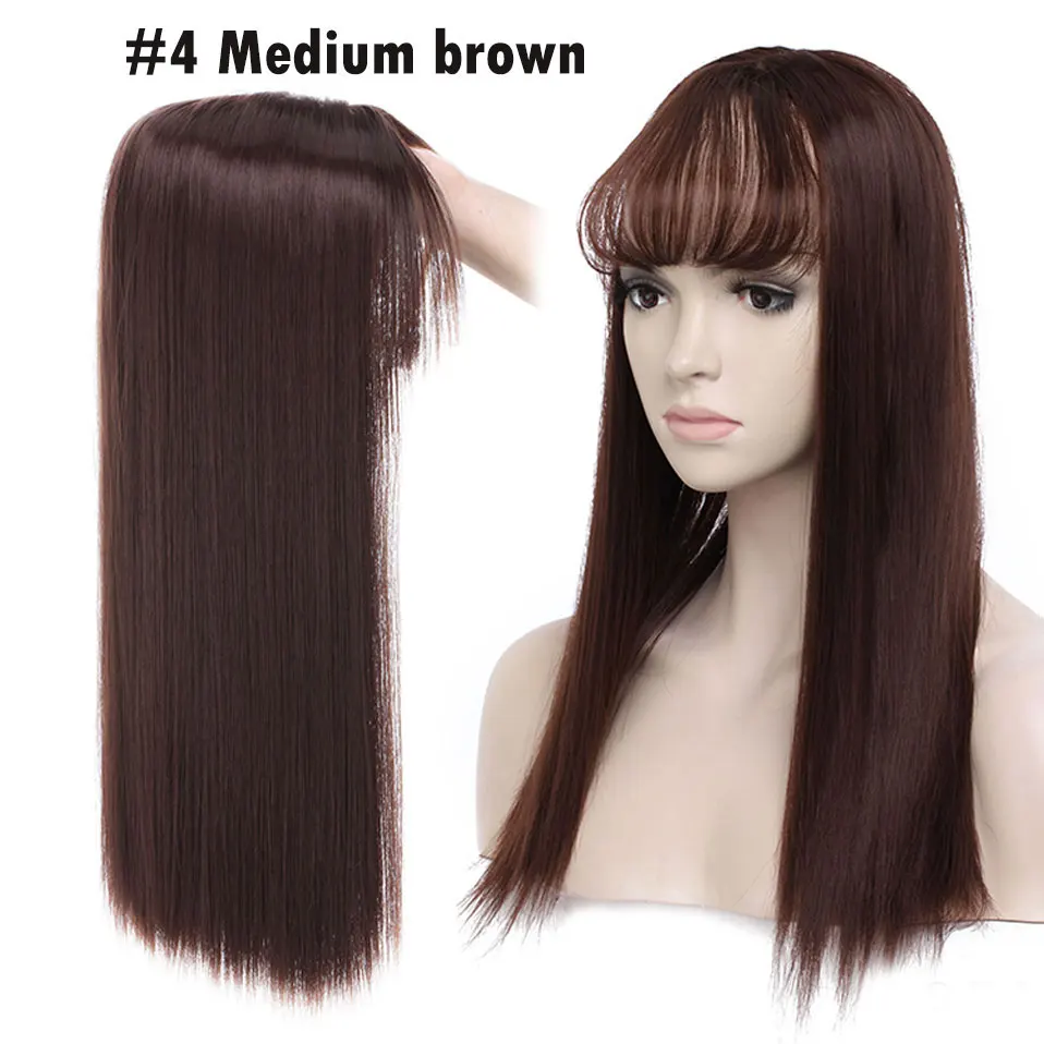 medium brown Snoilite, 18 дюймов, прямые волосы, синтетический парик, волосы для женщин, лысые, для женщин, шиньон, шиньон, волосы с натуральной линией волос - Цвет: medium brown