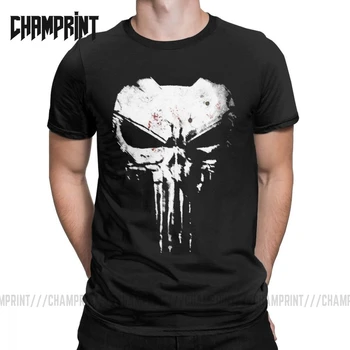 

Vintage The Skull Punisher T-Shirts for Men Pure Cotton T Shirt Supper Hero Fitness Streetwear Memento Mori Short Sleeve Tees