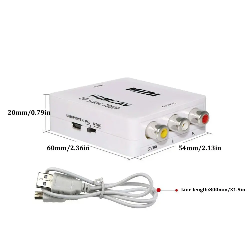 AV к HDMI адаптер Делителя Частоты HD видео конвертер коробка AV поворот HDMI AV2HDMI DAC поддержка 1080P Расширенная обработка сигнала легко носить с собой
