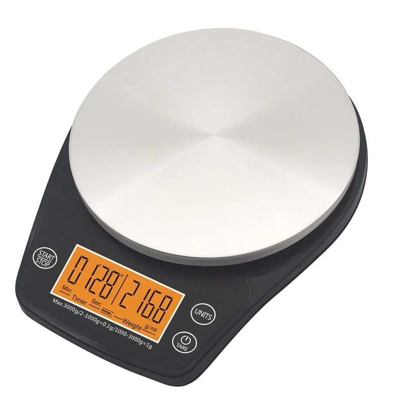 Мини-цифровые электронные весы для кофе с таймером, цифровые кухонные весы для выпечки, многофункциональные ручные весы для кофе - Цвет: Black