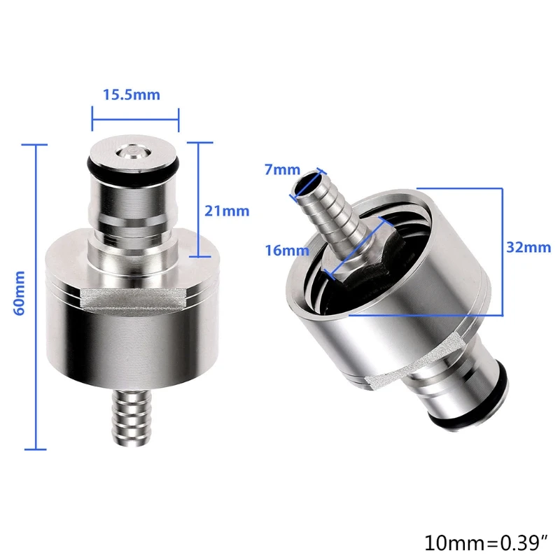 Stainless Steel Carbonation Counter Pressure Bottle Filling with 5/16" Barb CO2 Coupling Carbonate Beer