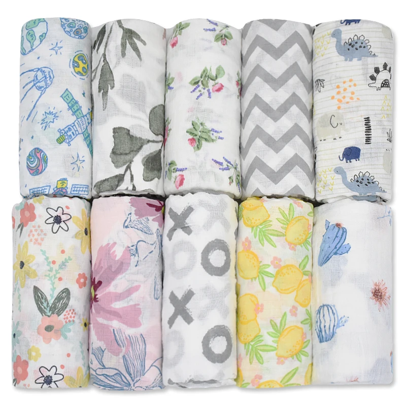 Pañales de algodón para bebé, 100% de 110x110cm, mantas para recién nacidos, saco de dormir, funda para cochecito, ropa de cama de bebé, toalla de gasa para el baño