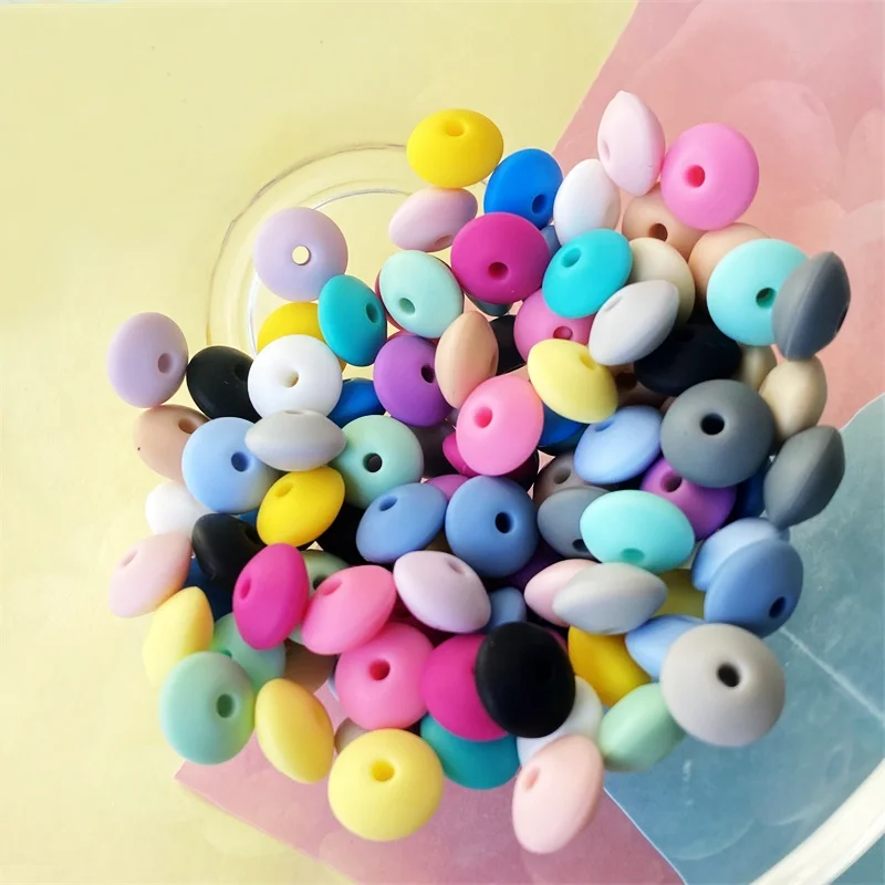 100개  치발기 진주 실리콘 비즈 주판 모양  치발기 감각 자극 DIY 수유 장난감