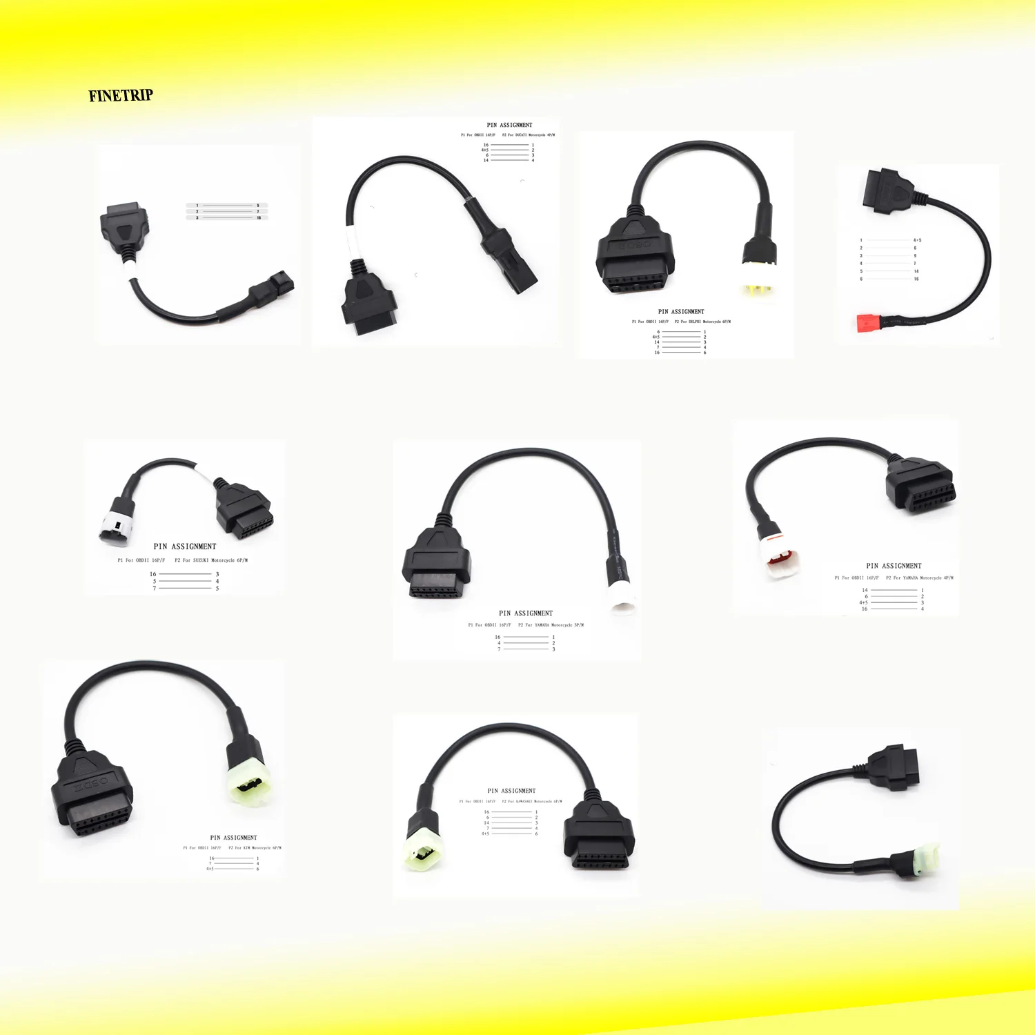 For KTM OBD2 Connector Motorcycle Motobike YAMAHA HONDA Moto SUZUKI Ducati OBD 2 Extension cable Kawasaki | Автомобили и