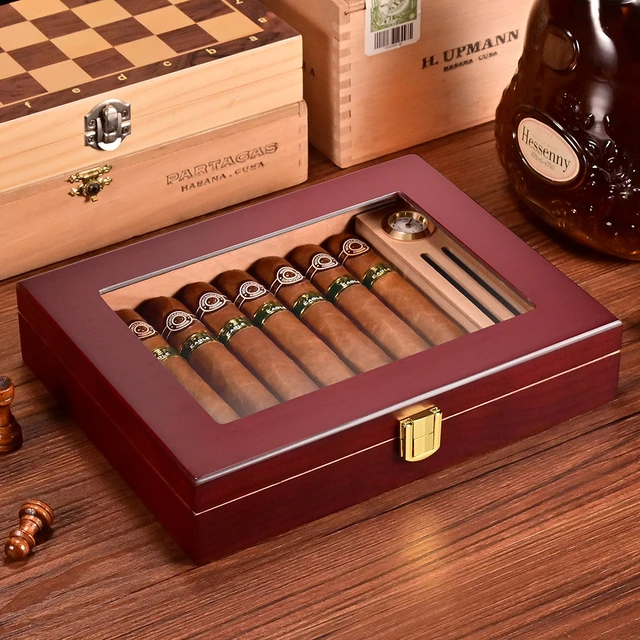 Behandle Forgænger fornærme Cigar Humidor With Humidifier Hygrometer Luxury Humidor With Safe Lock  Moisturizing Cigars Windproof Portable Cigar Humidor Box _ - AliExpress  Mobile