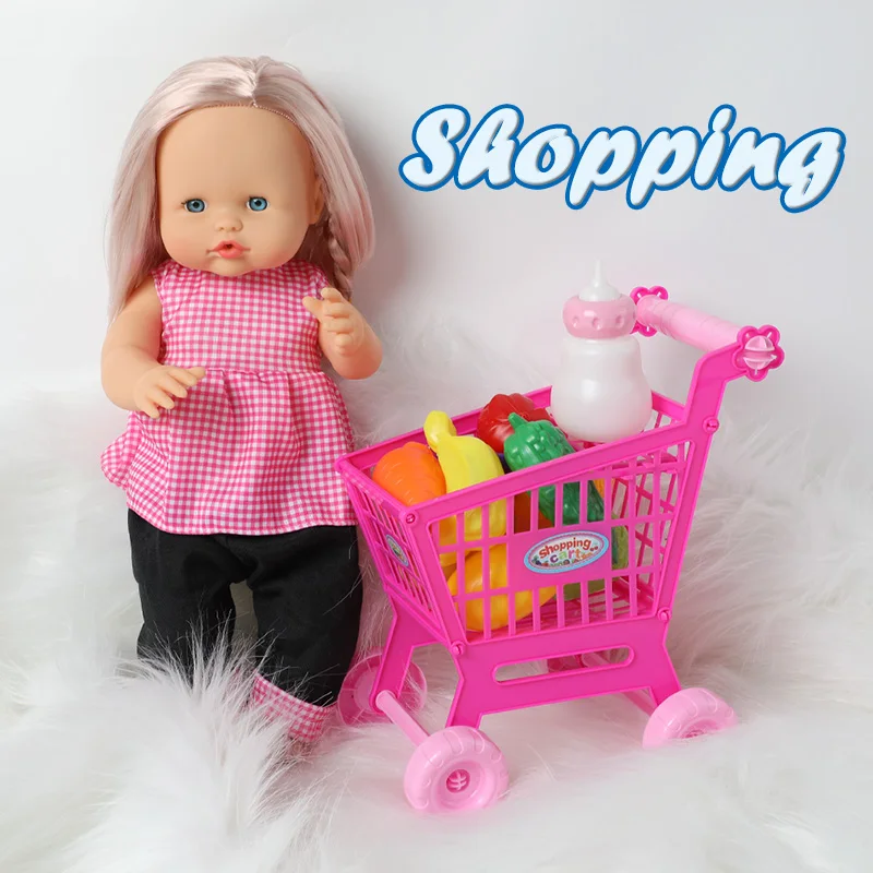 40 см имитация звука bebe reborn Doll корзина для покупок набор одежды 16 дюймов
