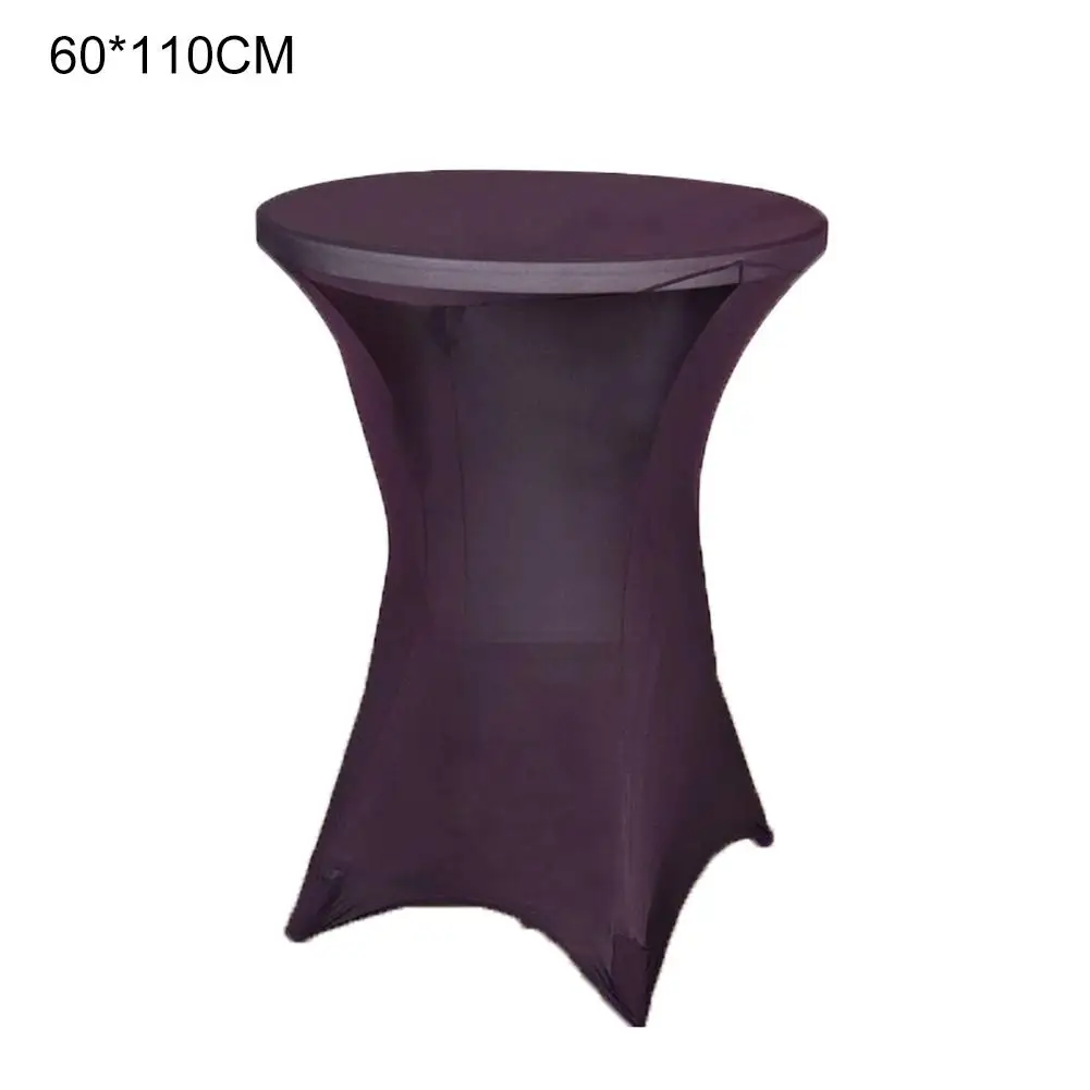 60v110CM Brown 60/70/80 см Диаметр эластичные однотонные Цвет круглая скатерть журнальный столик крышка спандекс Скатерти бар отеля Свадебные покрытие стола - Цвет: 60v110CM Brown