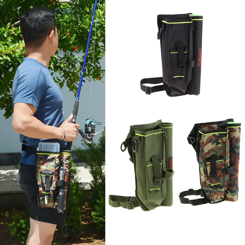 Fishing Pole Tackles Bag Shoulder Leg Pack Lures Rod Tackle Pouch with Case Box Fishing Waist Carry Bag 