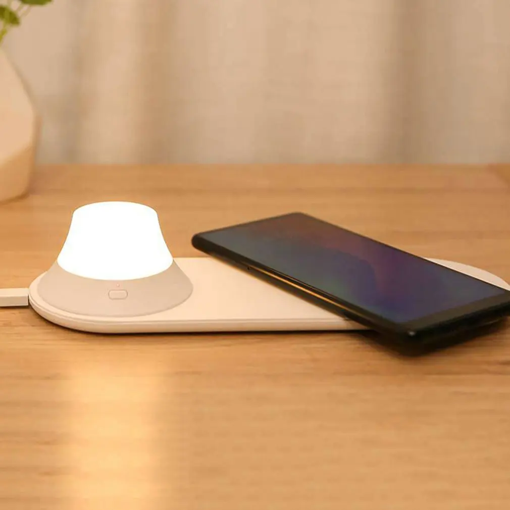 Xiaomi Йи светильник Беспроводной Зарядное устройство с светодиодный ночной Светильник магнитное притяжение Быстрая зарядка для iphone samsung huawei для телефонов Xiaomi