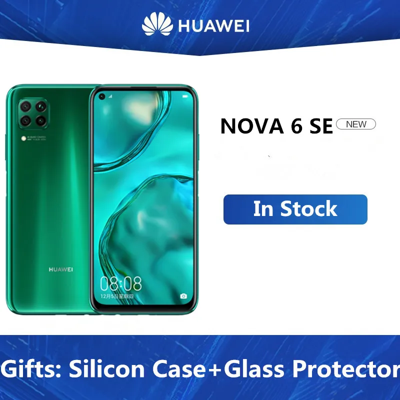 DHL Быстрая HuaWei Nova 6 SE мобильный телефон Kirin 810 Android 10,0 6," ips 2310X1080 8 Гб ram 128B rom МП отпечаток пальца