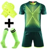 Conjunto de camisetas y pantalones cortos de fútbol para hombres y niños, uniformes de fútbol personalizados, conjuntos de ropa de fútbol con calcetines y espinillera ► Foto 3/6