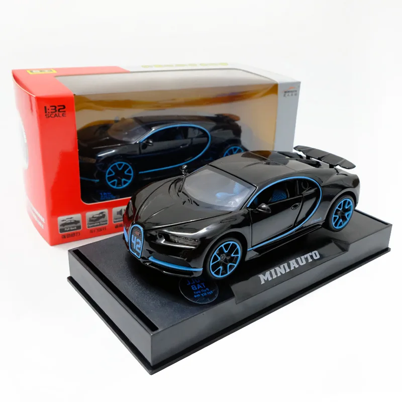 1:32 игрушечная машинка Bugatti Chiron металлическая игрушка литая машинка литые машинки и игрушечные машинки модель машинки Миниатюрная модель машинки детские игрушки для мальчиков - Цвет: Black