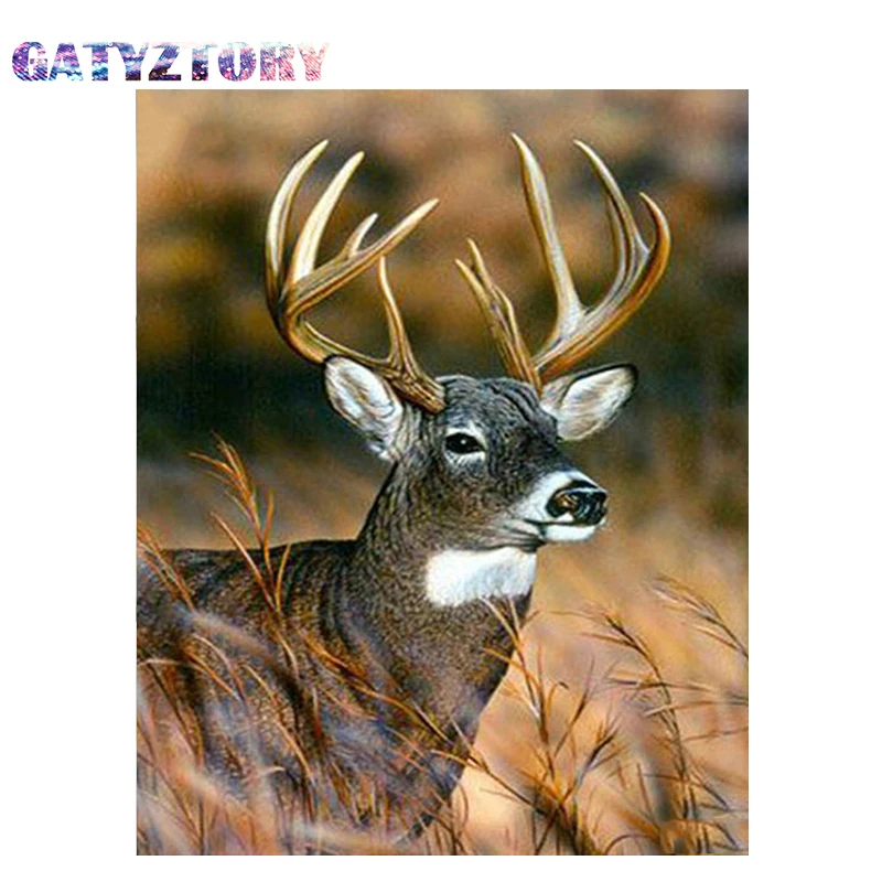 

GATYZTORY 5D DIY Diamond Embroidery animals elk Picture of Rhinestones Diamond Painting Cross Stitch Needlework Decor