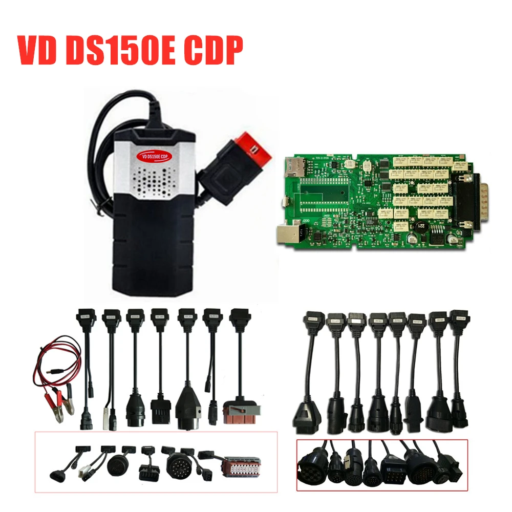 DHL Для delphis vd ds150e cdp одиночное зеленое реле с bluetooth obd obd2 диагностические инструменты+ 16 шт. кабели для автомобилей/грузовиков - Цвет: without bluetooth