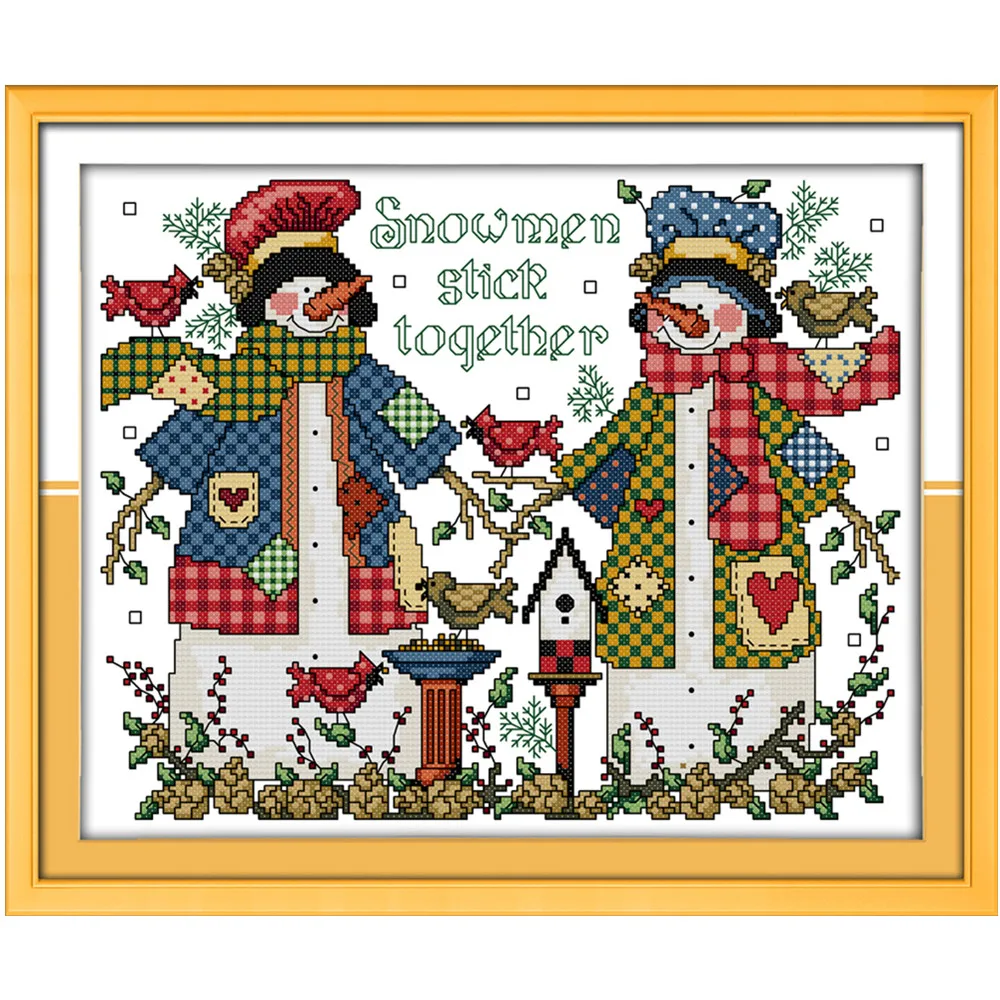 Набор для рукоделия вышивка крестом ручная Рождественский Снеговик (5)|handmade