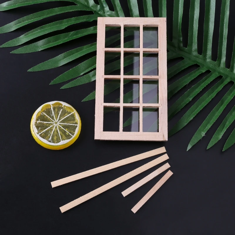 

New 1:12 Dollhouse 12-pane Wooden Window Frame Miniature Doll Houses E65D