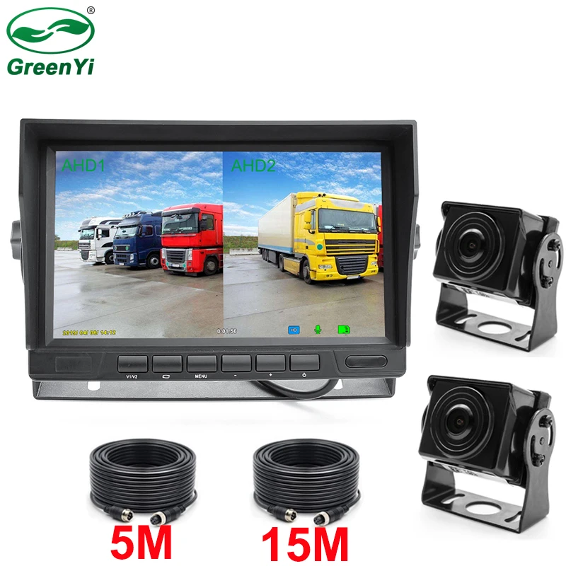 with 2PCS Camera 7 дюймов ips экран HD AHD 1024*600P Автомобильный видеорегистратор AHD монитор с 2 каналами заднего вида резервная камера AHD - Название цвета: with 2PCS Camera