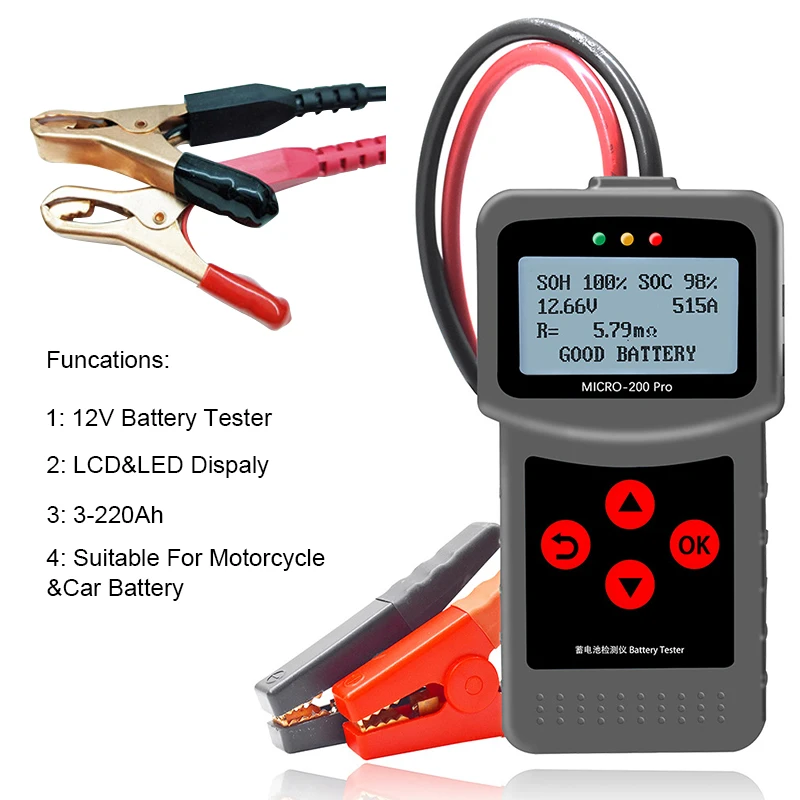 Устройство для диагностики автомобильных аккумуляторов MICRO 200 PRO 12 в 24 В AGM EFB