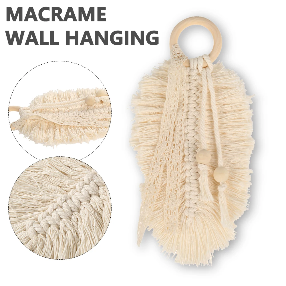 1 Pcs Mini Macrame Wall Hanging Leaf Home Decor Feathered Charm Car Boho Hand-woven Tapestry Decoration | Дом и сад