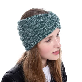 

DUOJIAOYAN 2019 autumn winter Europe hair accessories Color mohair cross knitting wool hair band Women Knitted crochet headband