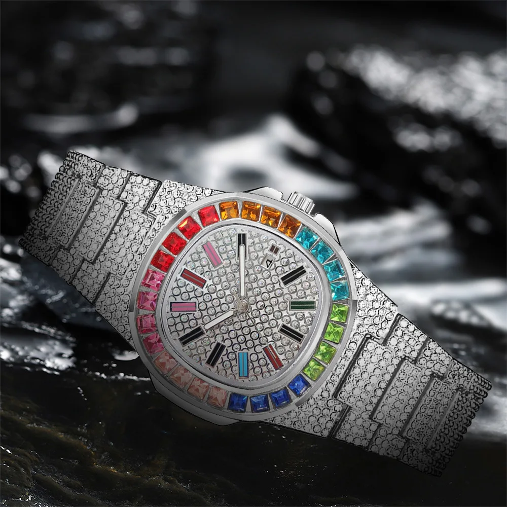 New Luxury Iced Out Watch Top Brand for Men Women Gold Watch Men Clock Calendar Wrist Watches Relogio Masculino Groomsmen Gifts