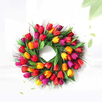 

1pc Simulation Tulip Wreath Door Wall Ornament Garland for Home Door Decor