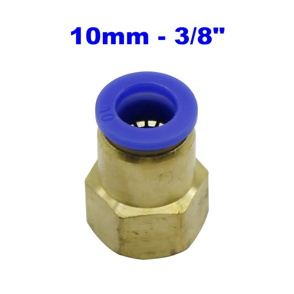 Air Pipe Fitting 10mm 12mm 8mm 6mm 4mm Hose Tube 1/8" 3/8" 1/2" 1/4" Female Thread Brass Pneumatic Straight Connector PCF type - Цвет: 10mm - 3I8 inch