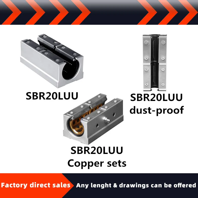 

Hot selling high quality straight open box type dustproof/copper sleeve lengthened slider SBR20LUU