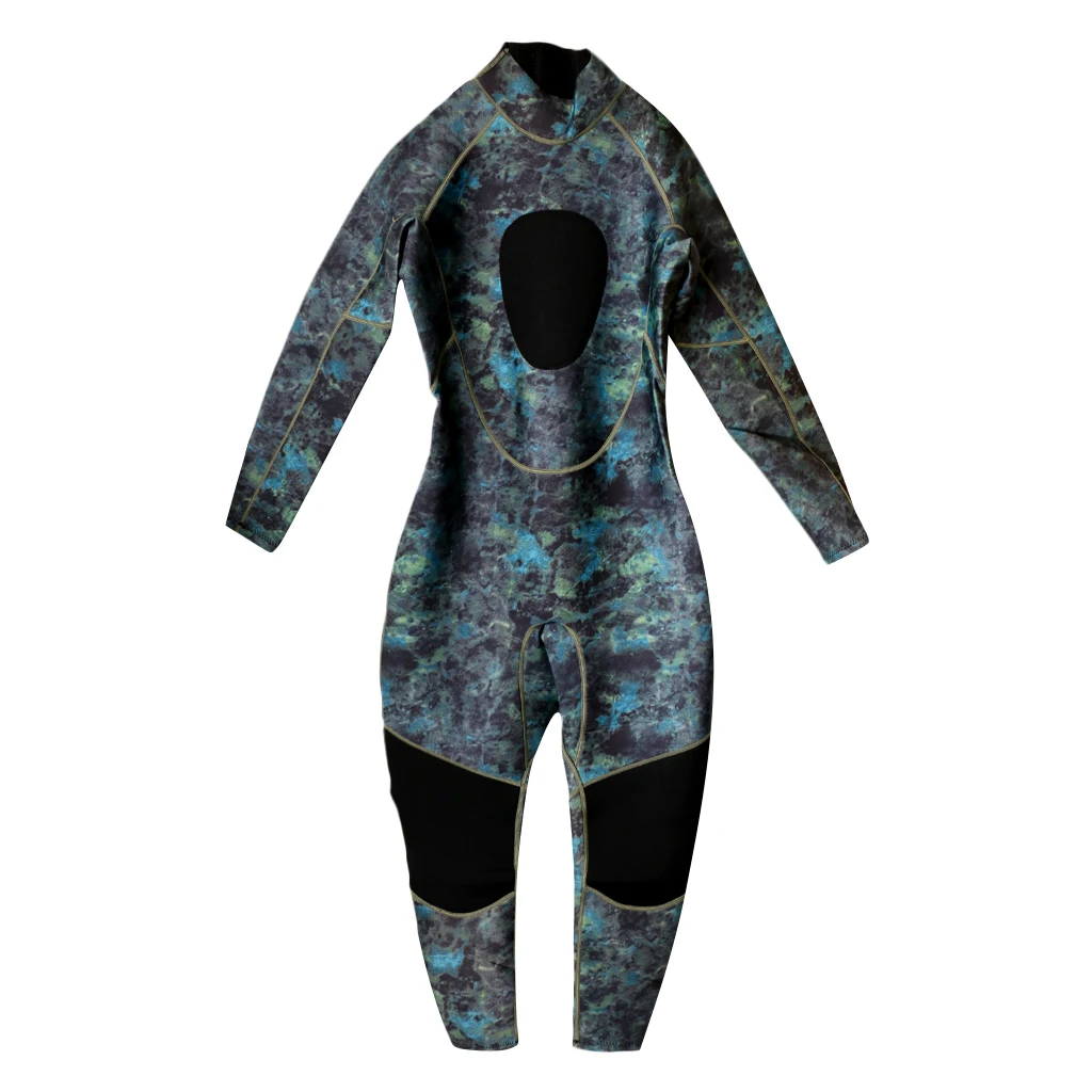 

Men Camo 3mm Neoprene Full Length Wetsuit with Chest Knee Pads & Back Zipper for Free Diving Spearfishing Surfing