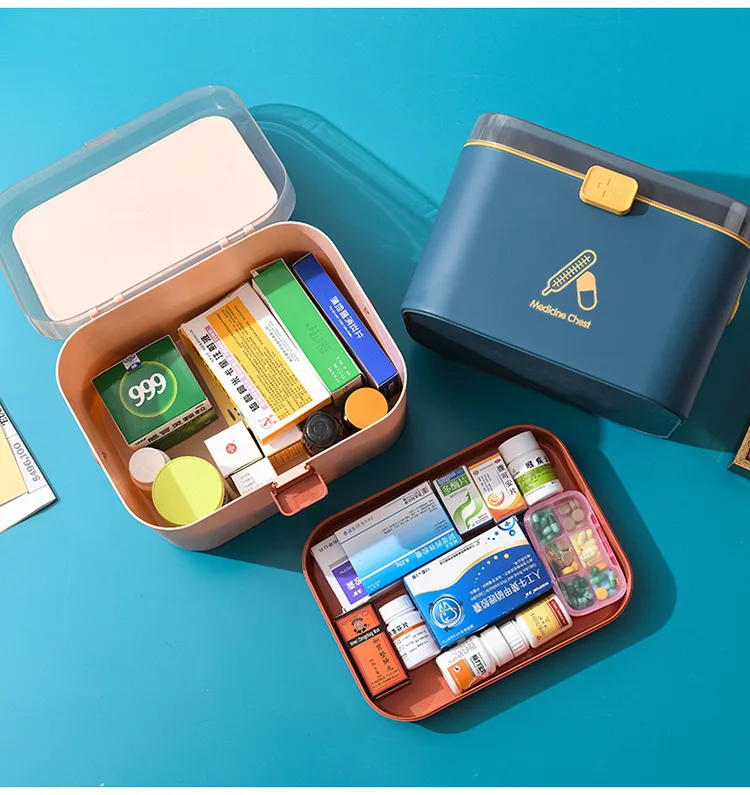 Home Care Medicine Box Portable Large First Aid Medicine Box Travel Plastic Medicine Box Multi-layer Medicine Storage Box