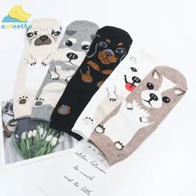 Милые хлопковые короткие носки с собачкой, забавные длинные носки в стиле Харадзюку, корейские женские Повседневные Дышащие носки унисекс с рисунком из мультфильма на осень и зиму