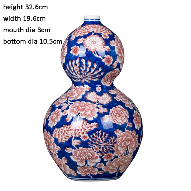 Jingdezhen Ceramics New Chinese Blue And White Porcelain Underglaze Red Flower Vase Decoration Home Living Room Porch Crafts 5
