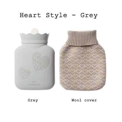 Heart Style-Grey Силиконовые грелки для рук Карманные грелки для воды милые грелки для рук сумки - Цвет: Heart Style-Grey