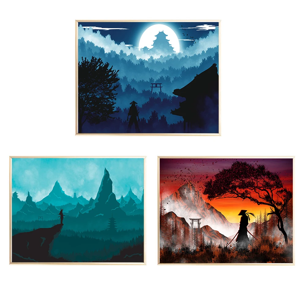 L'Ultimo Samurai Del Giappone Poster Sunset Landscape Art Print Travel Canvas Painting Wall Picture Nordic Modern Home Decor Painting