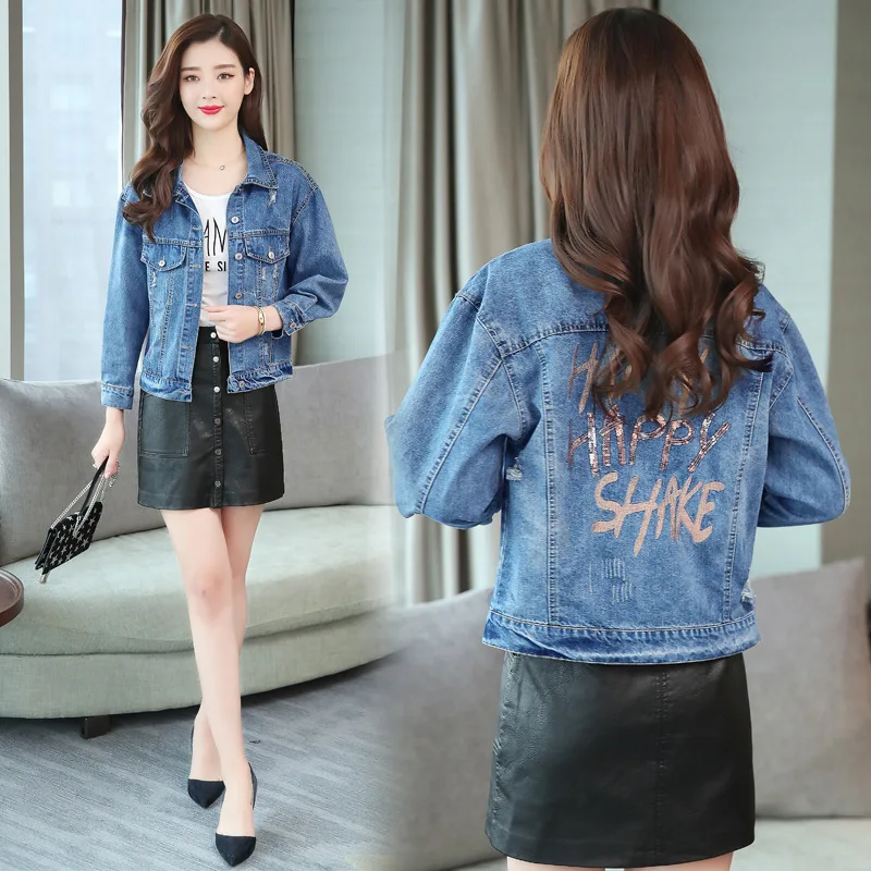 

2019 Spring Clothing New Style Jeans Coat Women's Short Slim Fit Hong Kong Flavor Jacket-Style Korean-style Versatile Tops
