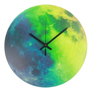 

Luminous Moon Wall Clock Glow In The Dark Wall Clock Planet Circular Wall Watch Hanging Clock for Living Room Home Decoration