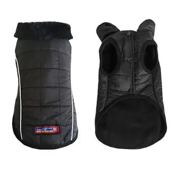 

New Dog Coats Jackets British Wind Jacket Dog Clothes Black Autumn Winter Clothing Pet Clothes With Fur Neck Keep Warm