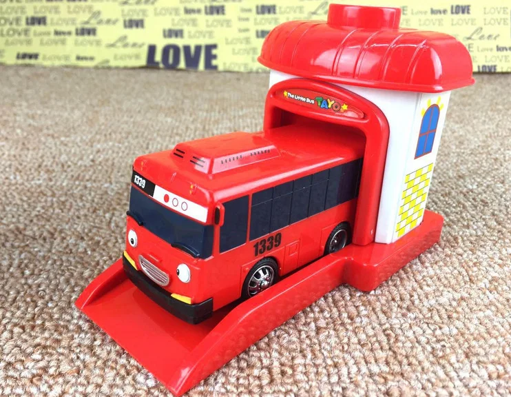 

South Korea Anime Bus Cute Ejection Set Hot Selling Tai Road Small Bus Anime Model Toy