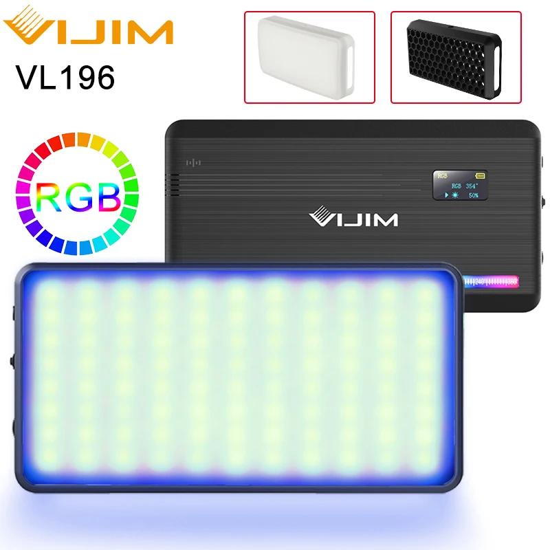 VIJIM VL196 2500K-9000K Full Color RGB Led Video Light 3000mAh Dimmable Fill Light With Diffuser Studio Light for Phone DSLR
